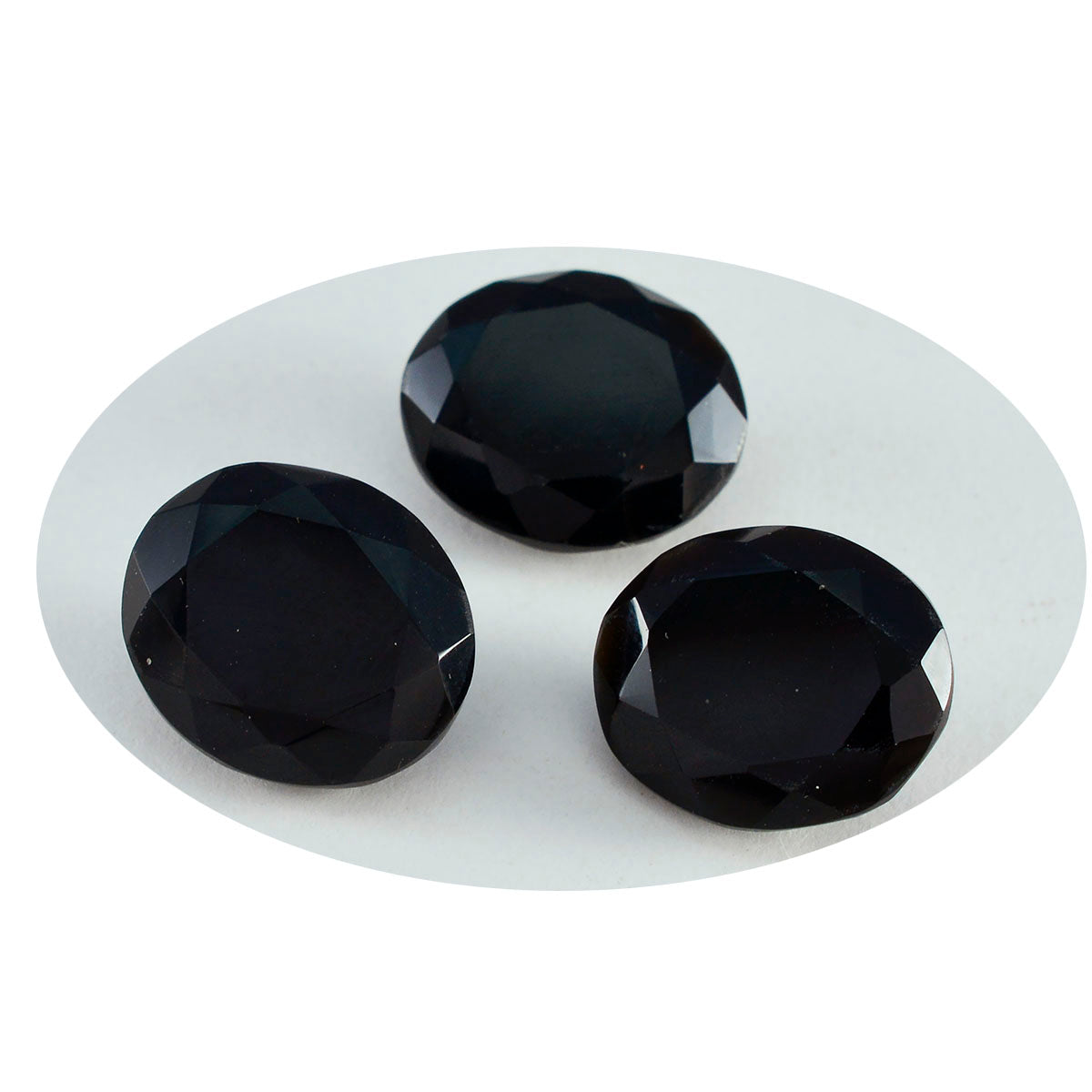 Black Onyx 1PC Chunky 12x16 MM Oval Faceted Black Brilliant Semi Precious Loose Gems Sekundär produktbild