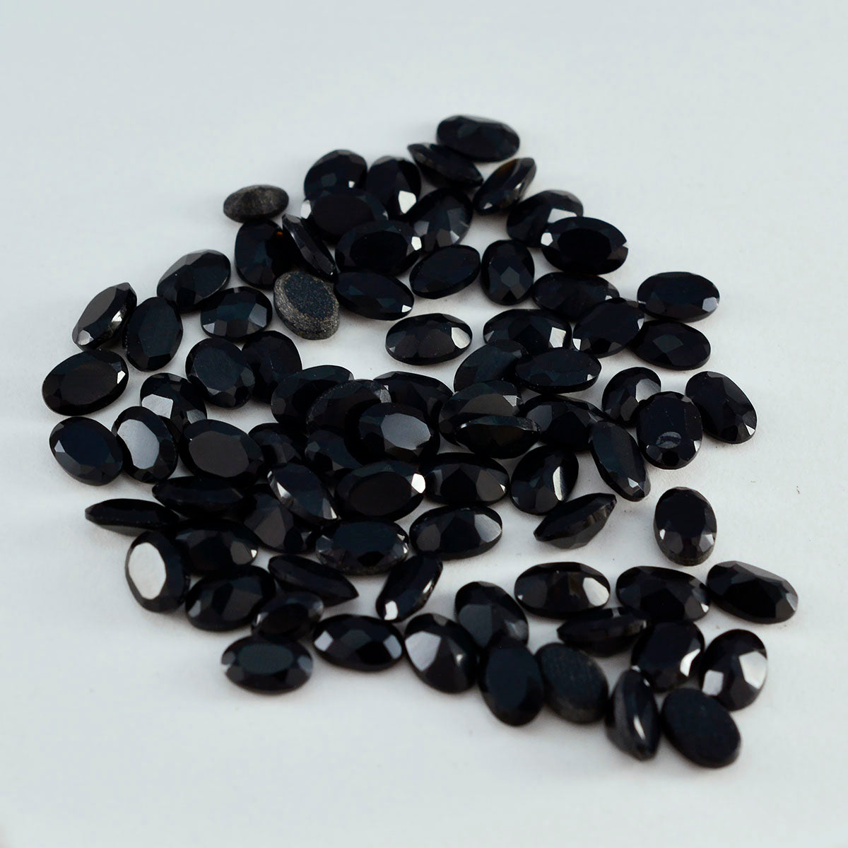 Black Onyx 1PC Small 6x9 MM Oval Faceted Black Shine Semi Precious Loose Gems