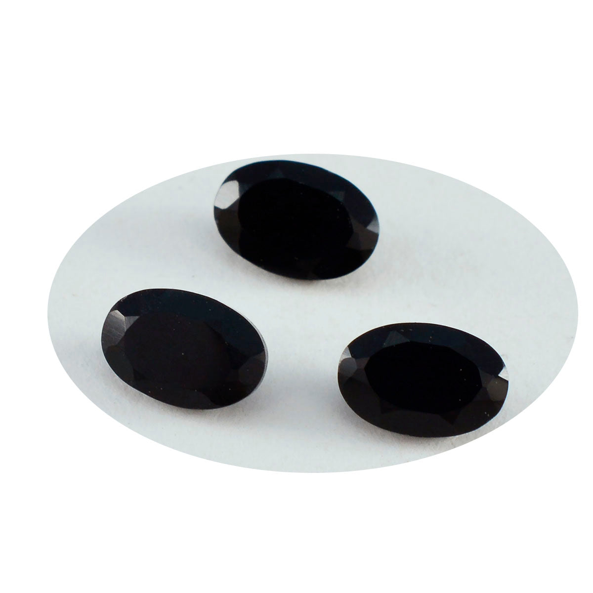 Black Onyx 1PC Small 6x9 MM Oval Faceted Black Shine Semi Precious Loose Gems Sekundär produktbild