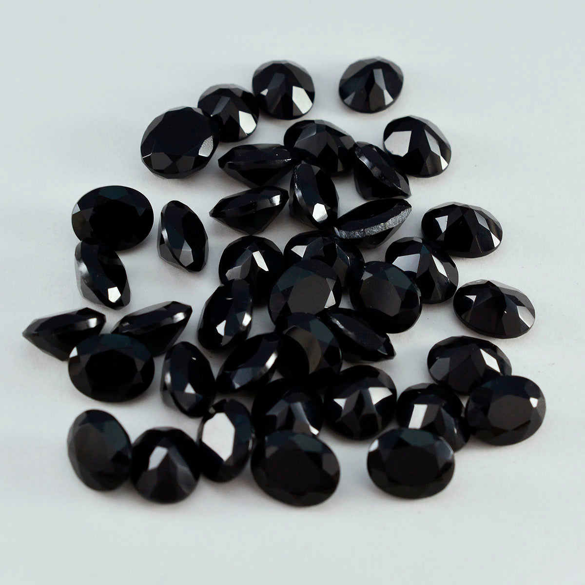 Black Onyx 1PC Small 7x9 MM Oval Faceted Black Fine Semi Precious Loose Gemstone