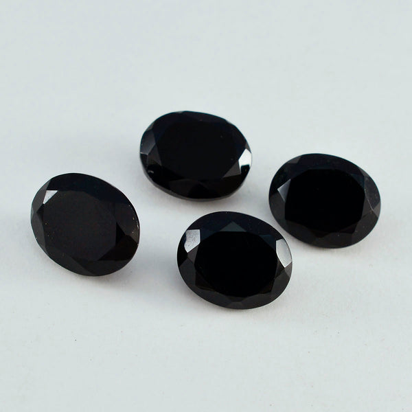 Schwarzer Onyx, 10 Stück, winziger 4 x 6 mm, ovaler facettierter schwarzer, prächtiger, halbedler, loser Edelstein
