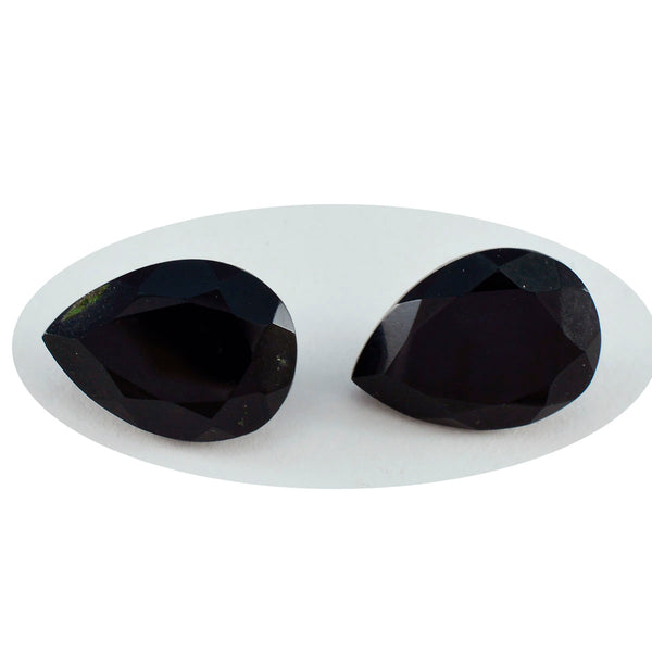 Black Onyx 1PC Large 10x14 MM Pear Faceted Black Natural Semi Precious Loose Gemstone