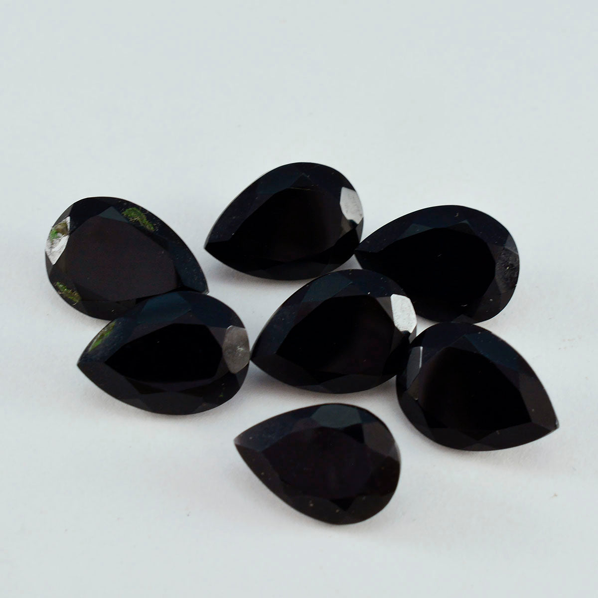Black Onyx 1PC Chunky 15x20 MM Pear Faceted Black Pure Semi Precious Loose Gems Immagine secondaria del prodotto