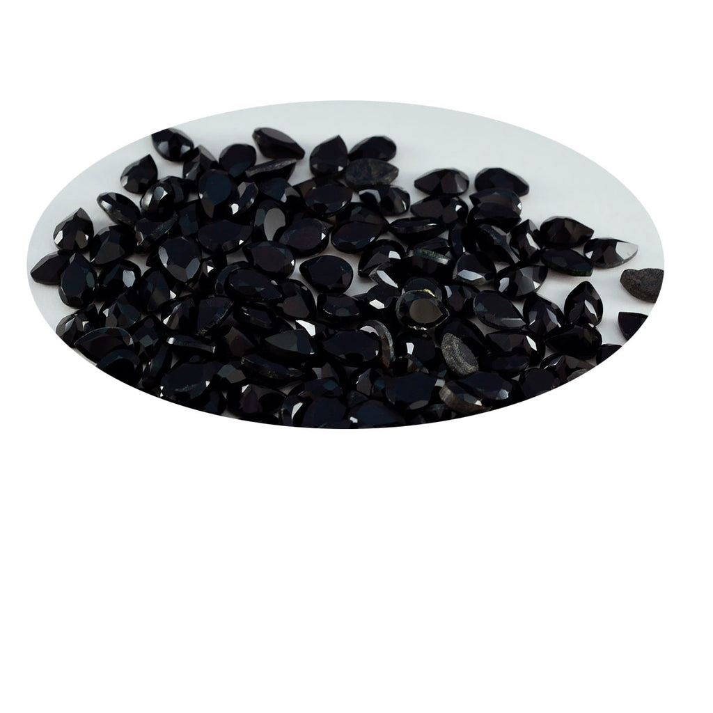 Black Onyx 10PC Tiny 4x6 MM Pear Faceted Black Fiery Semi Precious Gems