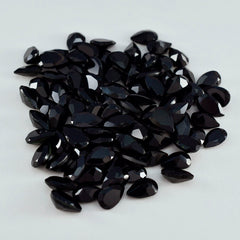 Black Onyx 1PC Small 6x9 MM Pear Faceted Black Polished Semi Precious Loose Gemstones