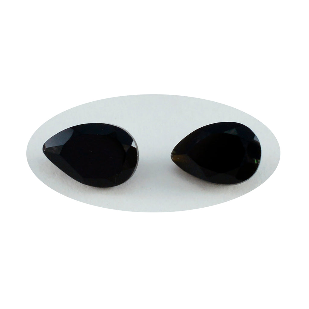 Black Onyx 1PC Medium 7x10 MM Pear Faceted Black Luster Semi Precious Loose Gems