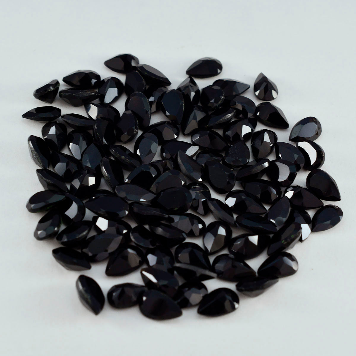 Black Onyx 1PC Medium 7x10 MM Pear Faceted Black Luster Semi Precious Loose Gems