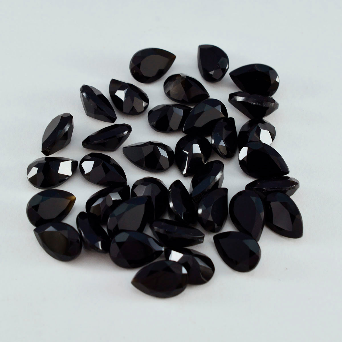 Black Onyx 1PC Large 8x12 MM Pear Faceted Black Fine Semi Precious Gems
