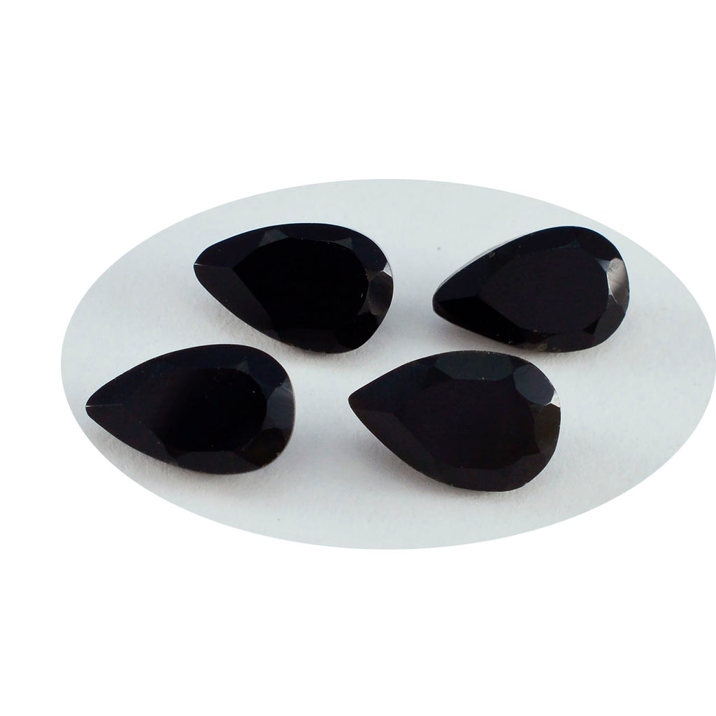 Black Onyx 1PC Large 9x11 MM Pear Faceted Black Shine Semi Precious Loose Gemstones