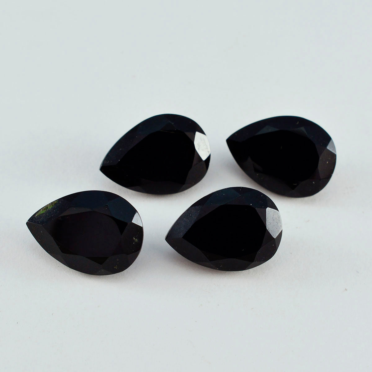 Black Onyx 1PC Large 10x12 MM Pear Faceted Black High Quality Semi Precious Loose Gems Immagine principale del prodotto