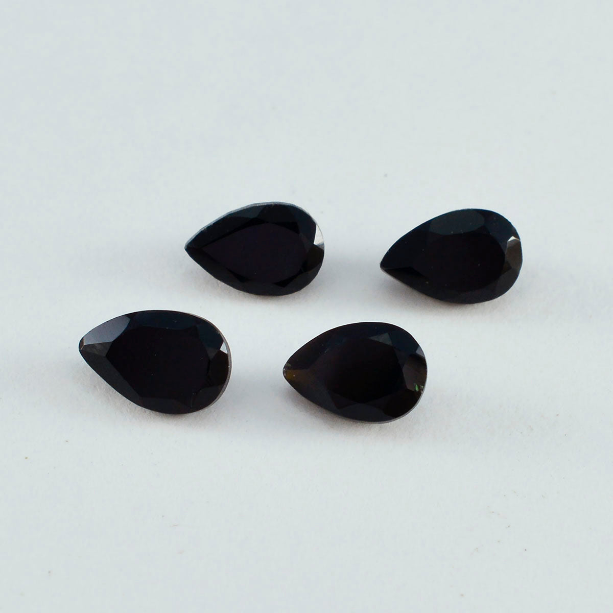Black Onyx 1PC Medium 7x10 MM Pear Faceted Black Luster Semi Precious Loose Gems Sekundär produktbild