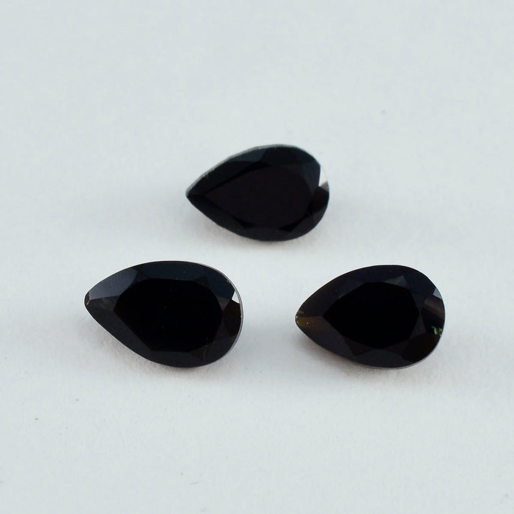 Black Onyx 1PC Medium 8x10 MM Pear Faceted Black Lustrous Semi Precious Loose Gemstone