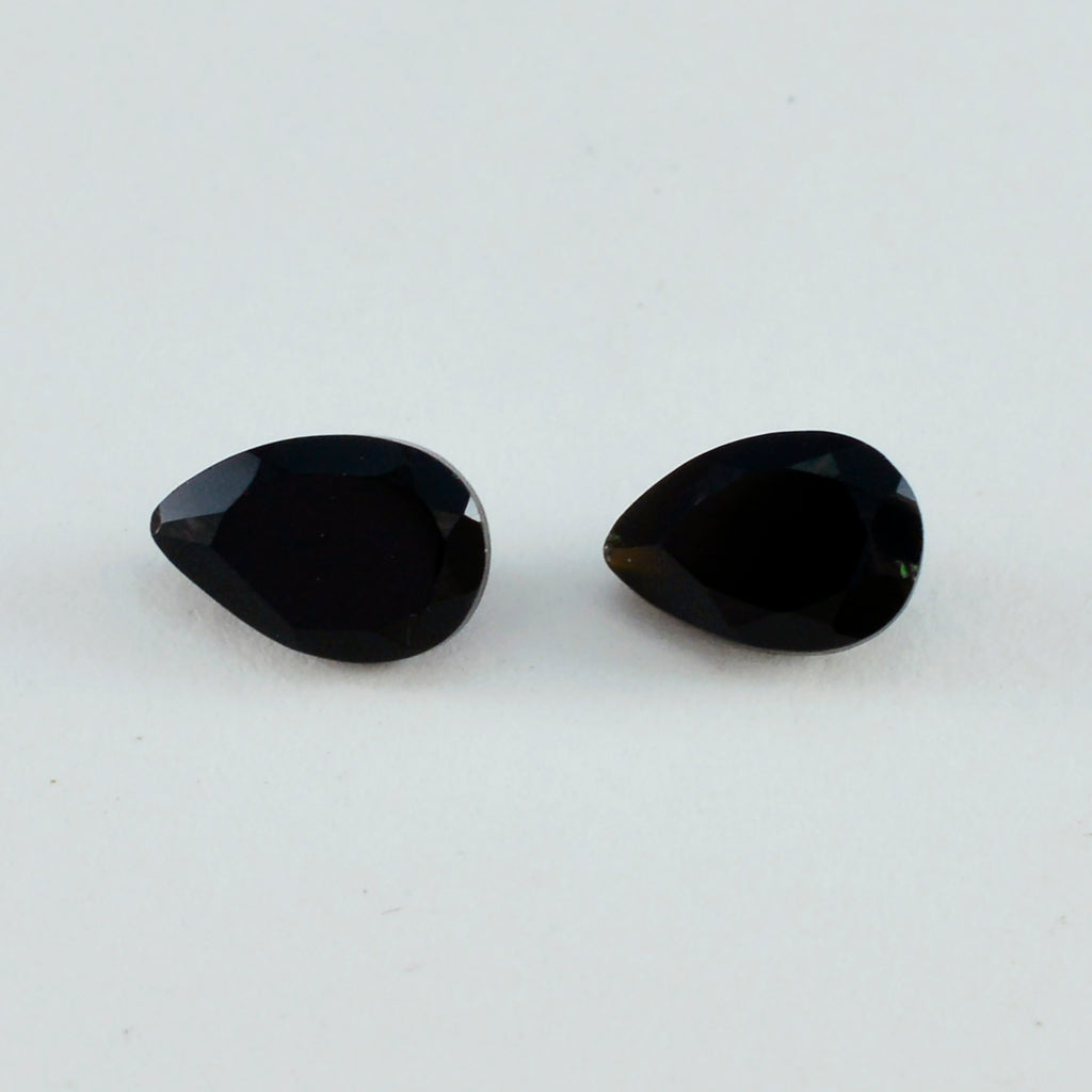Black Onyx 1PC Medium 8x10 MM Pear Faceted Black Lustrous Semi Precious Loose Gemstone