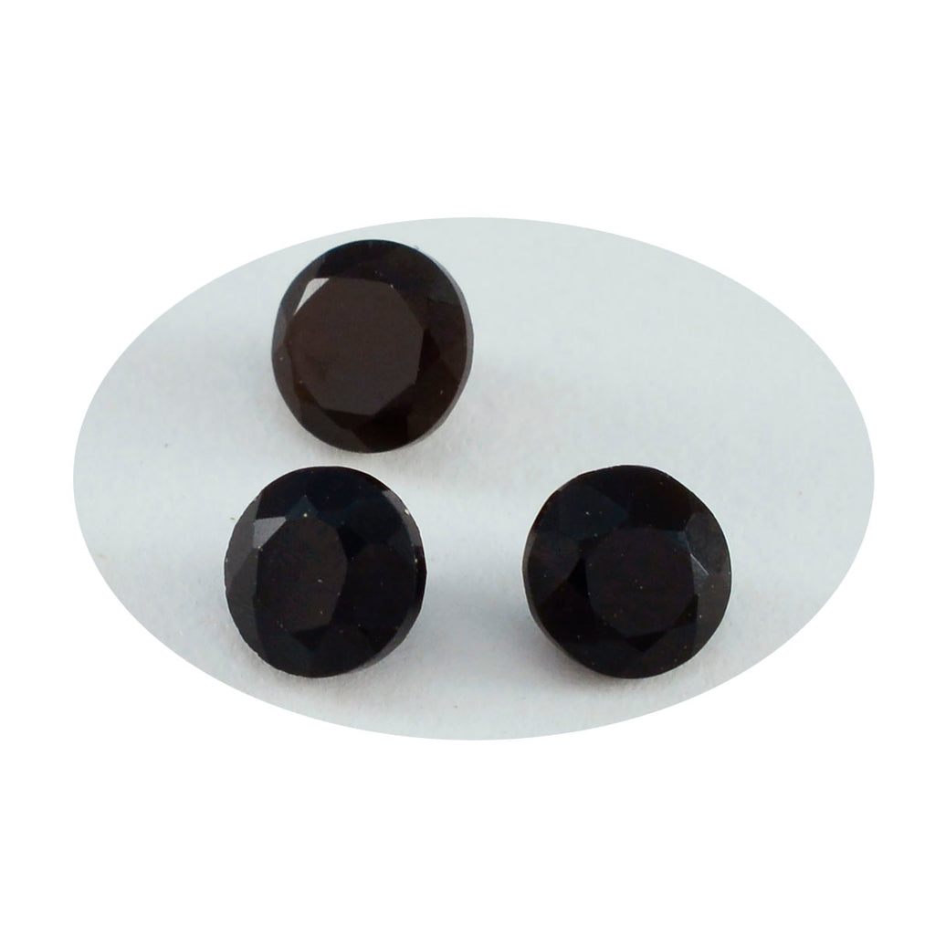 Black Onyx 1PC Medium 9x9 MM Round Faceted Black Lustrous Semi Precious Gems