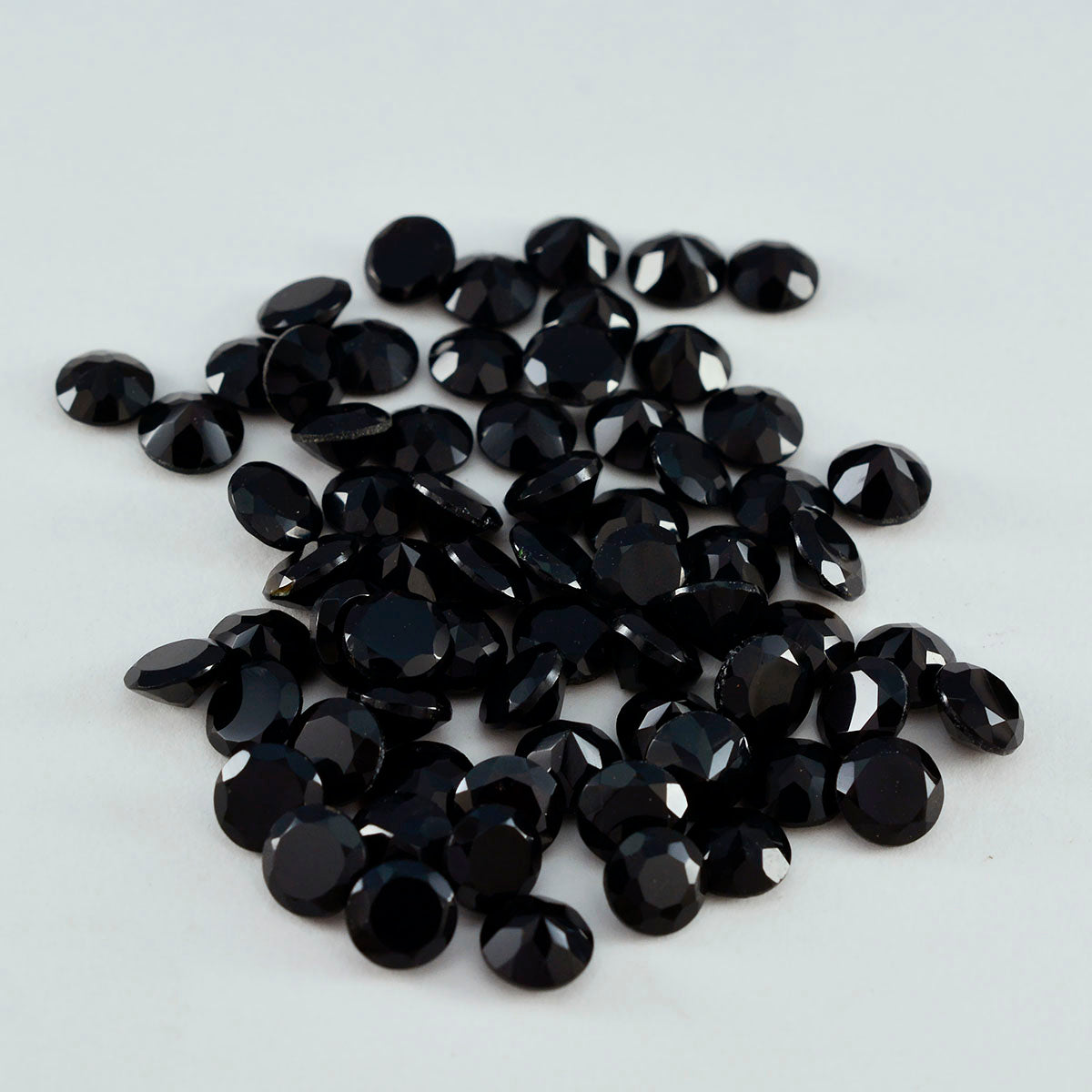Black Onyx 1PC Medium 9x9 MM Round Faceted Black Lustrous Semi Precious Gems