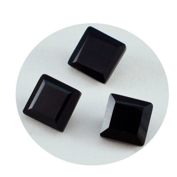 Black Onyx 10PC Tiny 3x3 MM Square Faceted Black Fiery Semi Precious Loose Gemstone