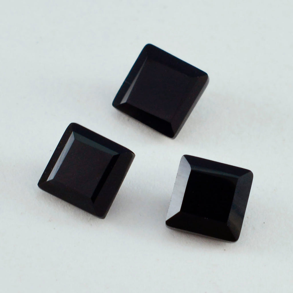 Black Onyx 10PC Tiny 4x4 MM Square Faceted Black Brilliant Semi Precious Loose Gemstones
