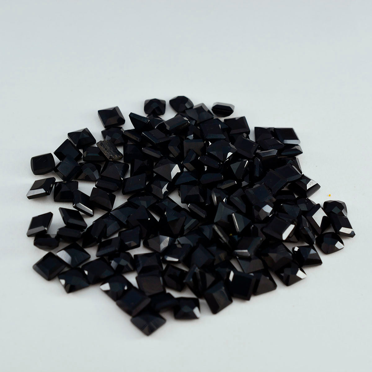 Black Onyx 1PC Medium 9x9 MM Square Faceted Black Lustrous Semi Precious Gems Sekundär produktbild