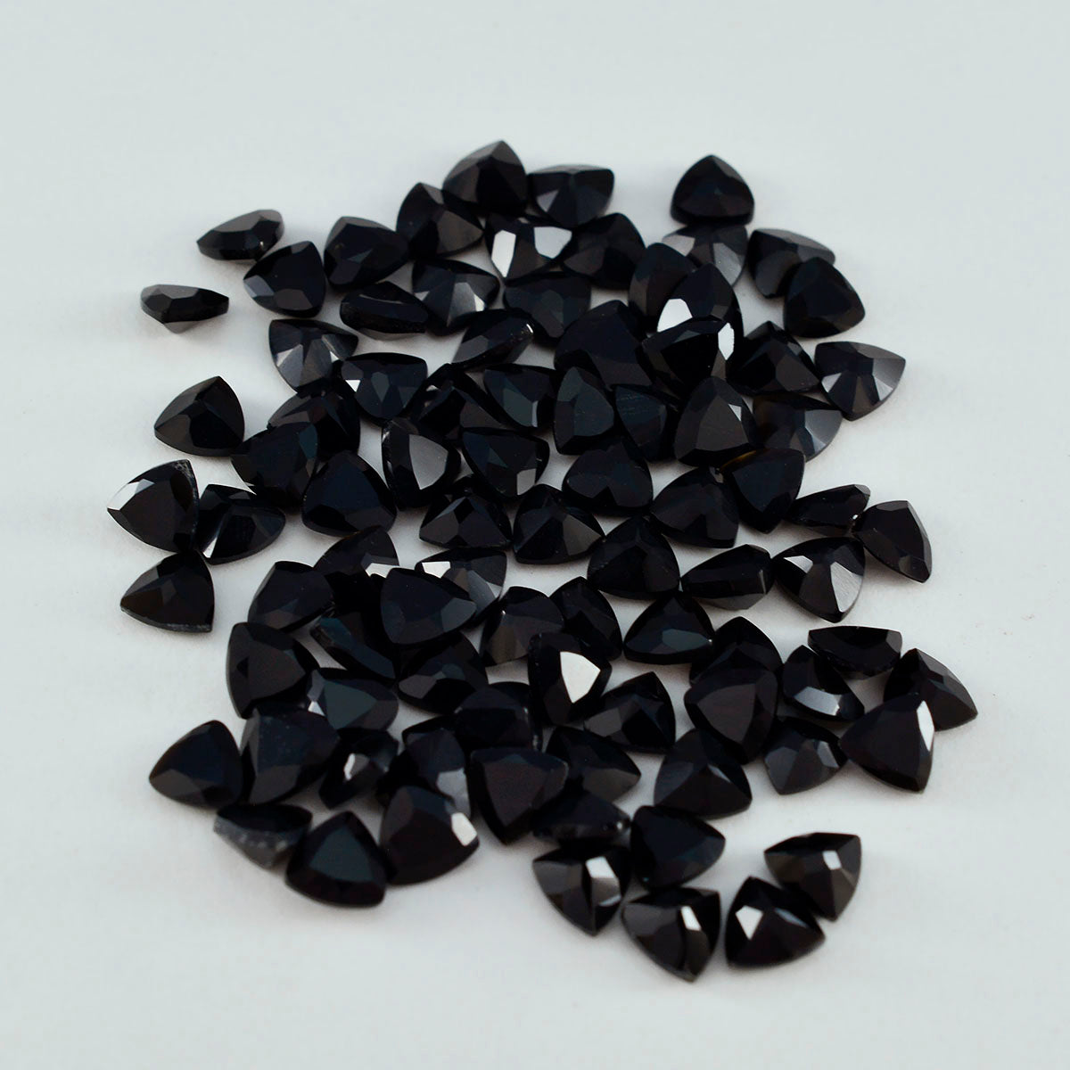 Black Onyx 1PC Medium 9x9 MM Triangle Faceted Black Lustrous Semi Precious Gems