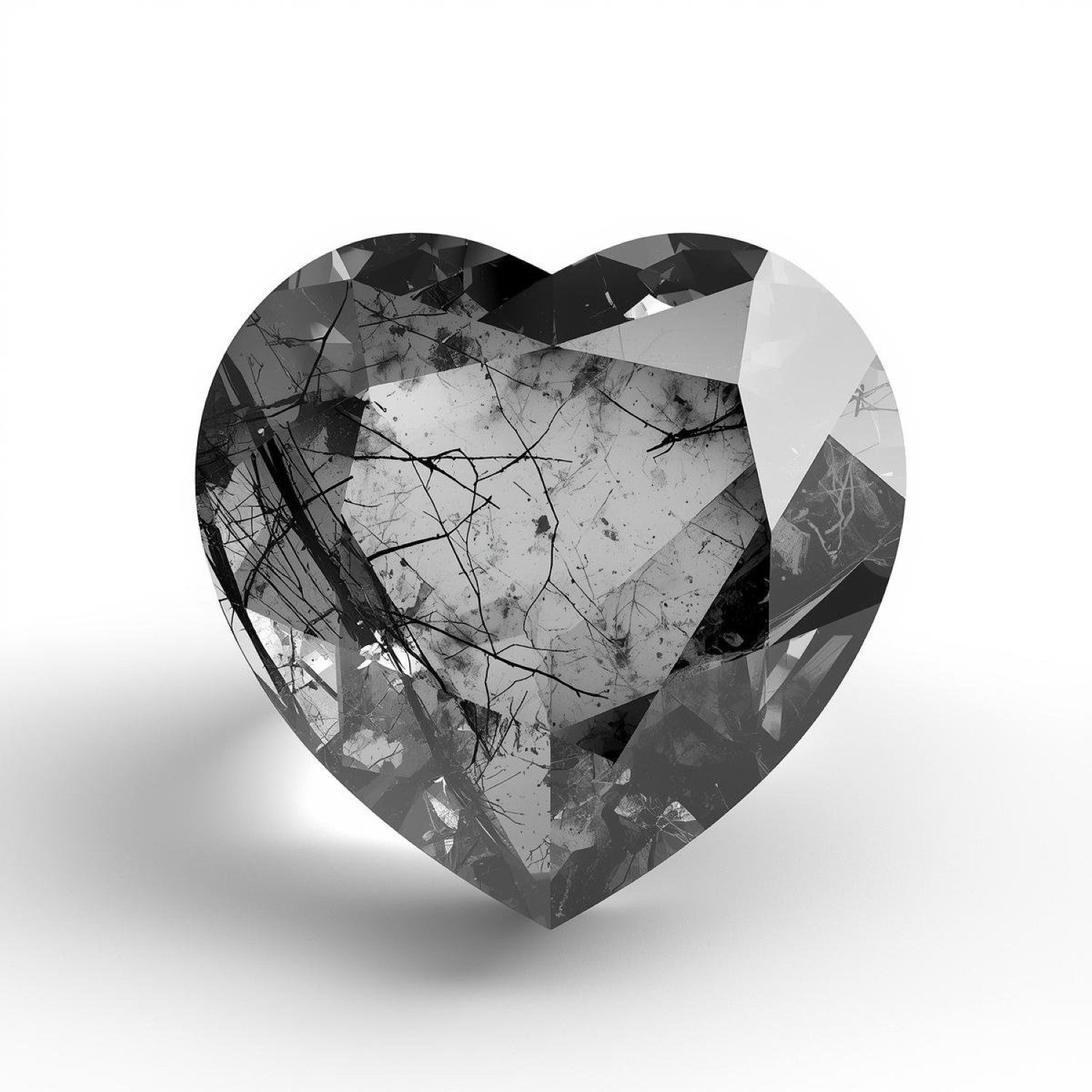 Black Rutile 1PC Chunky 15x15 MM Heart Faceted Black Superior Semi Precious Gems Main image