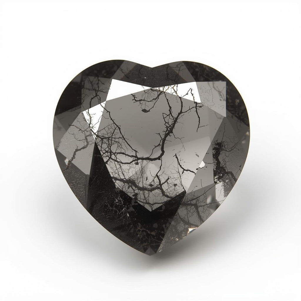 Black Rutile 1PC Medium 9x9 MM Heart Faceted Black Lustrous Semi Precious Loose Gemstone