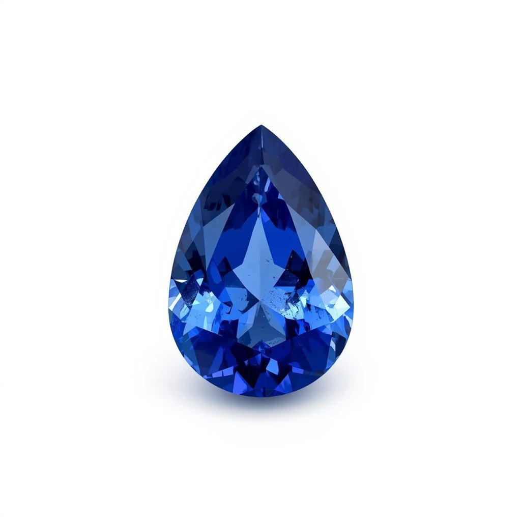 Blauer Saphir (GF) 1 Stück, grob, 12 x 16 mm, birnenförmig, facettiert, blau, brillant, kostbar, lose Edelsteine