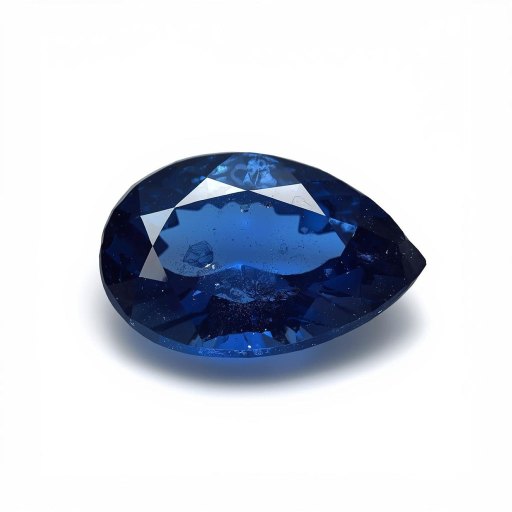 Blauer Saphir (GF) 1 Stück, grob, 12 x 16 mm, birnenförmig, facettiert, blau, brillant, kostbar, lose Edelsteine
