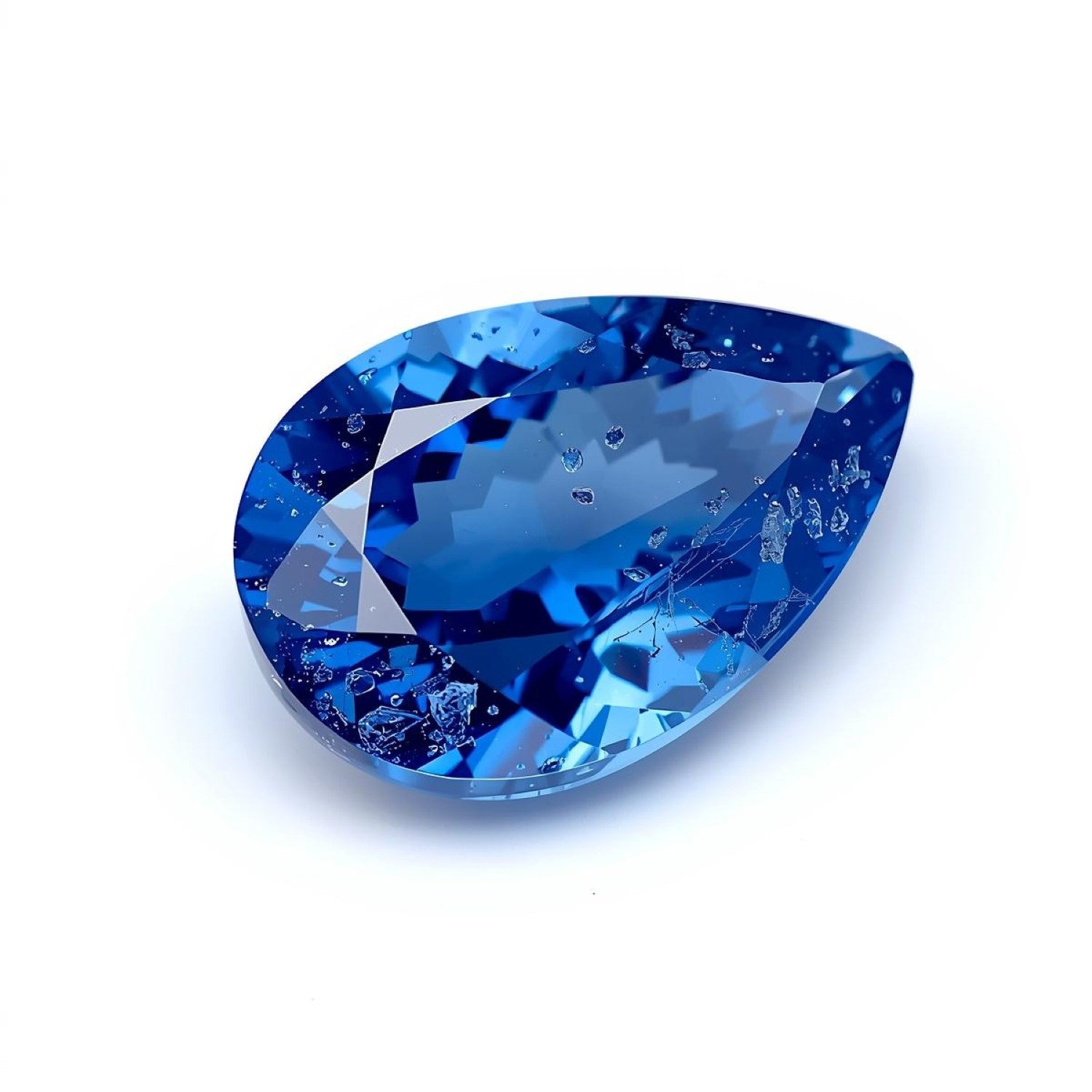 Blue Sapphire (GF) 1PC Small 7x9 MM Pear Faceted Blue Fine Precious Gems Huvudsaklig produktbild