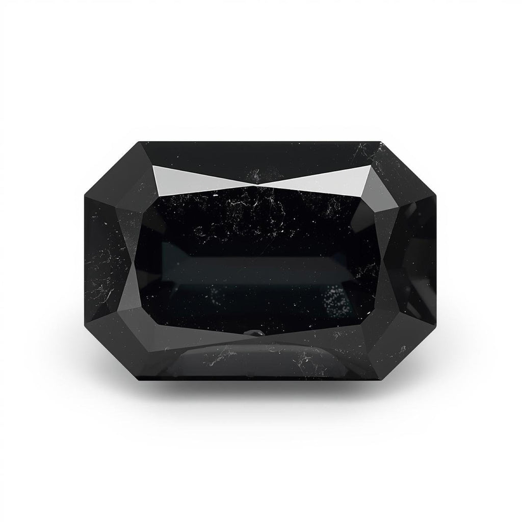 Black Spinel 1PC Small 6x8 MM Emerald Faceted Black Fiery Semi Precious Loose Gemstone