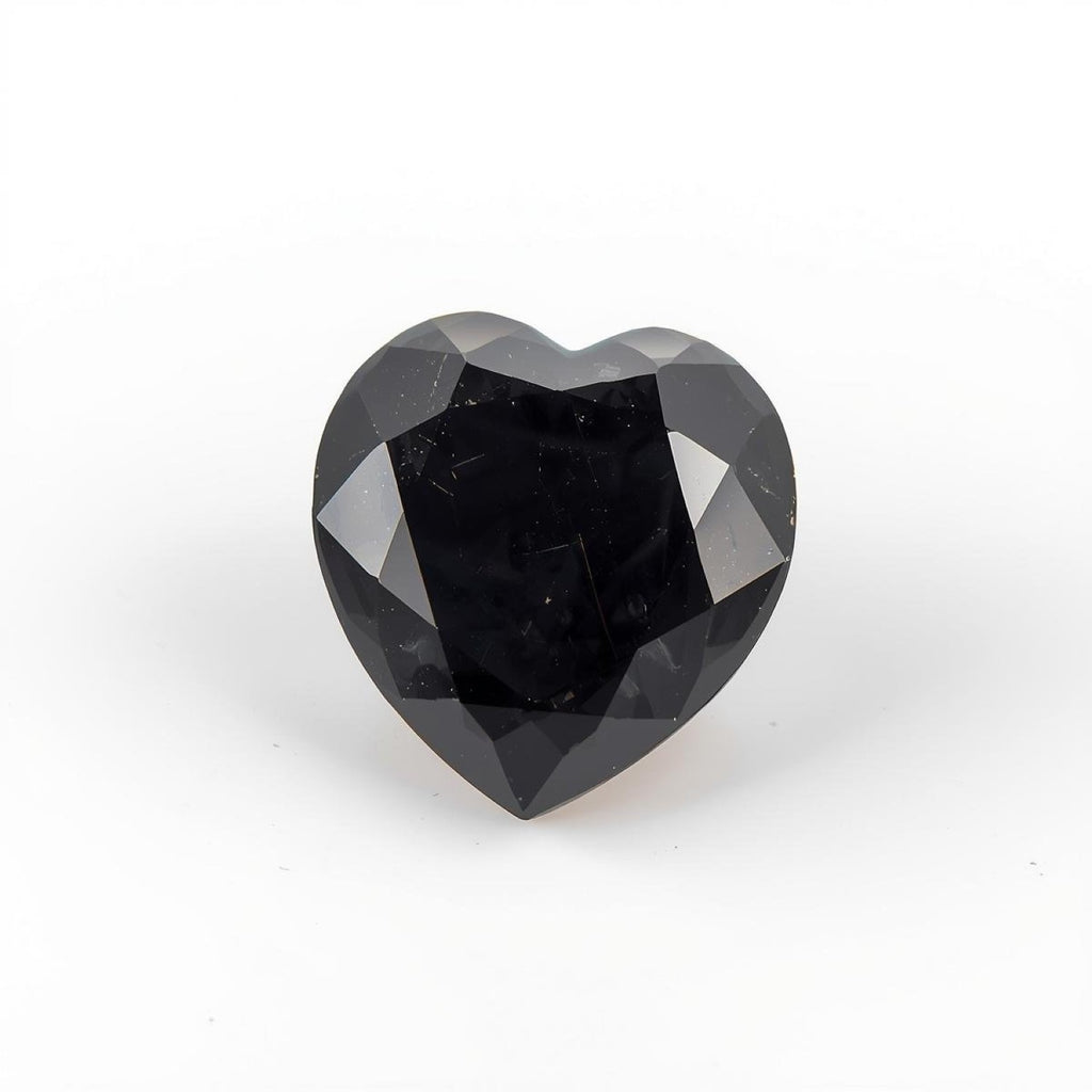 Black Spinel 1PC Small 8x8 MM Heart Faceted Black Luster Semi Precious Loose Gemstones