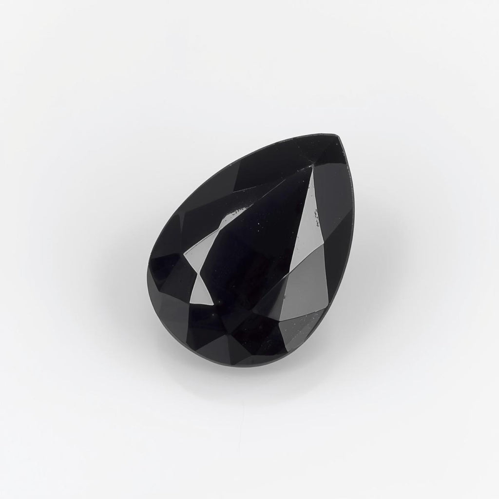 Black Spinel 1PC Small 7x9 MM Pear Faceted Black Lustrous Semi Precious Loose Gemstone