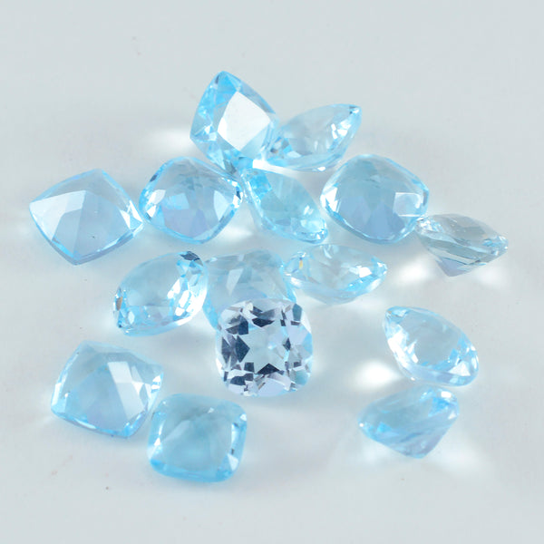 Sky Blue Topaz 1PC Tiny 6x6 MM Cushion Faceted Blue Polished Semi Precious Loose Gems