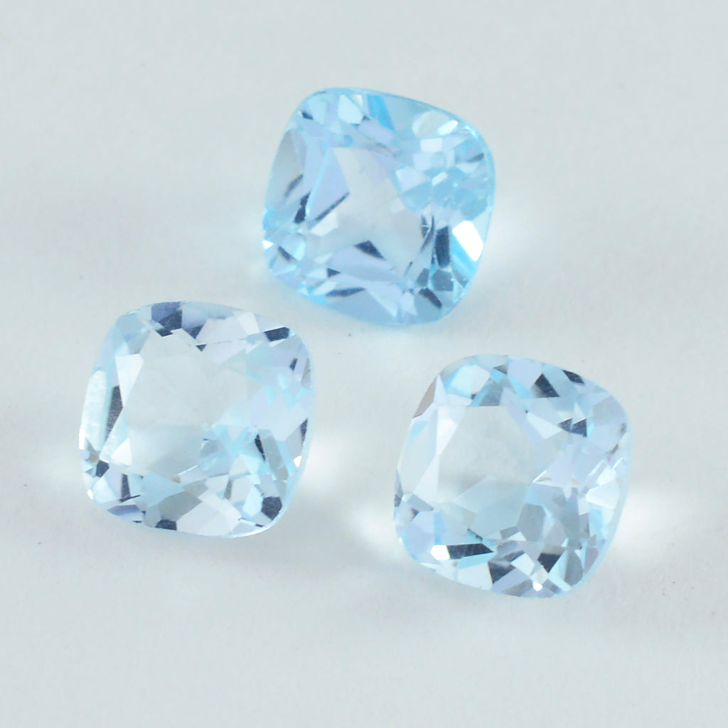 Sky Blue Topaz 1PC Small 8x8 MM Cushion Faceted Blue Luster Semi Precious Loose Gemstones