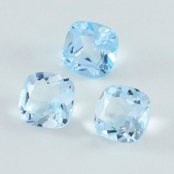 Sky Blue Topaz 1PC Medium 9x9 MM Cushion Faceted Blue Lustrous Semi Precious Gems
