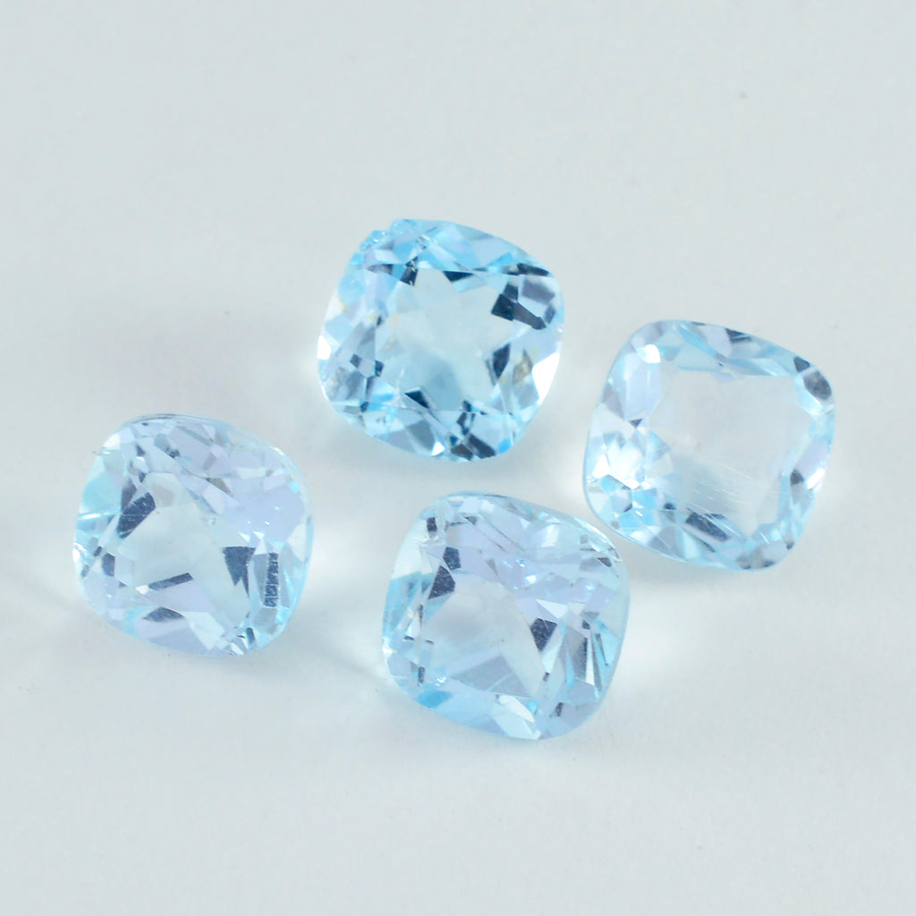 Sky Blue Topaz 1PC Medium 9x9 MM Cushion Faceted Blue Lustrous Semi Precious Gems