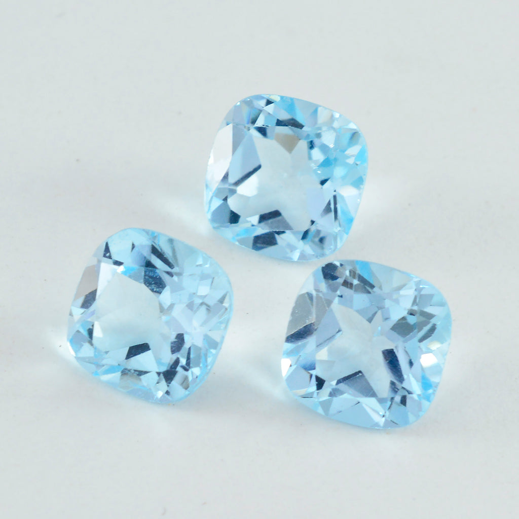 Sky Blue Topaz 1PC Chunky 13x13 MM Cushion Faceted Blue Natural Semi Precious Gems
