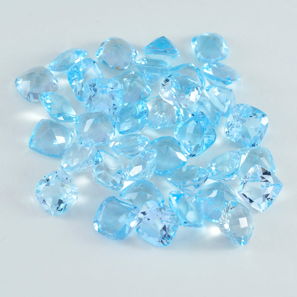Sky Blue Topaz 10PC Tiny 3x3 MM Cushion Faceted Blue Fiery Semi Precious Loose Gemstone