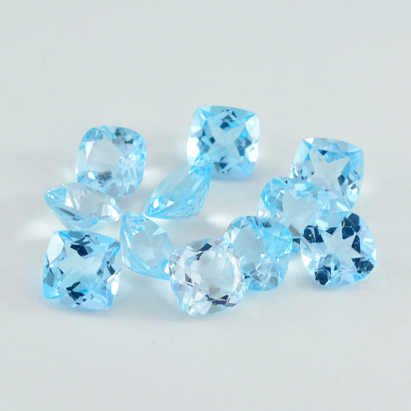 Sky Blue Topaz 1PC Small 8x8 MM Cushion Faceted Blue Luster Semi Precious Loose Gemstones