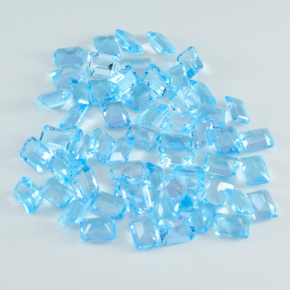 Sky Blue Topaz 1PC Tiny 3x5 MM Emerald Faceted Blue Brilliant Semi Precious Loose Gems