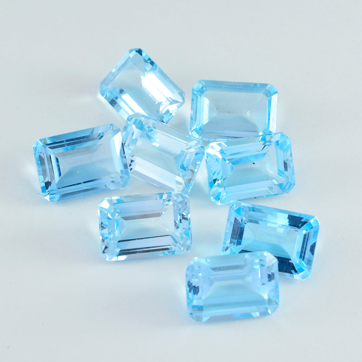 Sky Blue Topaz 1PC Medium 7x10 MM Emerald Faceted Blue Shine Semi Precious Loose Gemstones Главное изображение товара