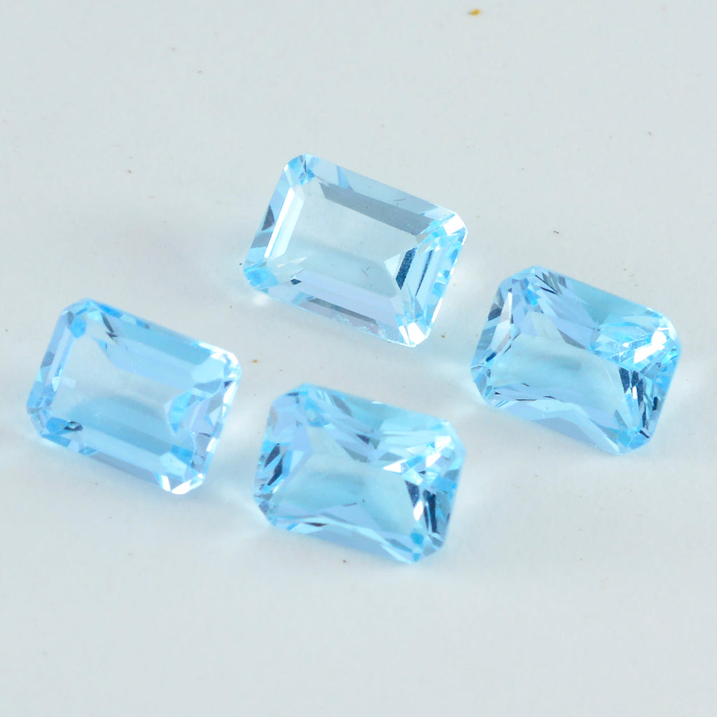 Sky Blue Topaz 1PC Large 8x12 MM Emerald Faceted Blue Natural Semi Precious Loose Gemstone