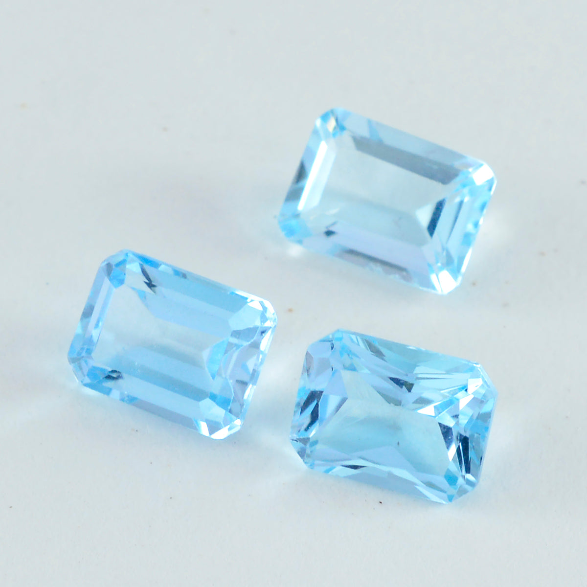 Sky Blue Topaz 1PC Large 8x12 MM Emerald Faceted Blue Natural Semi Precious Loose Gemstone