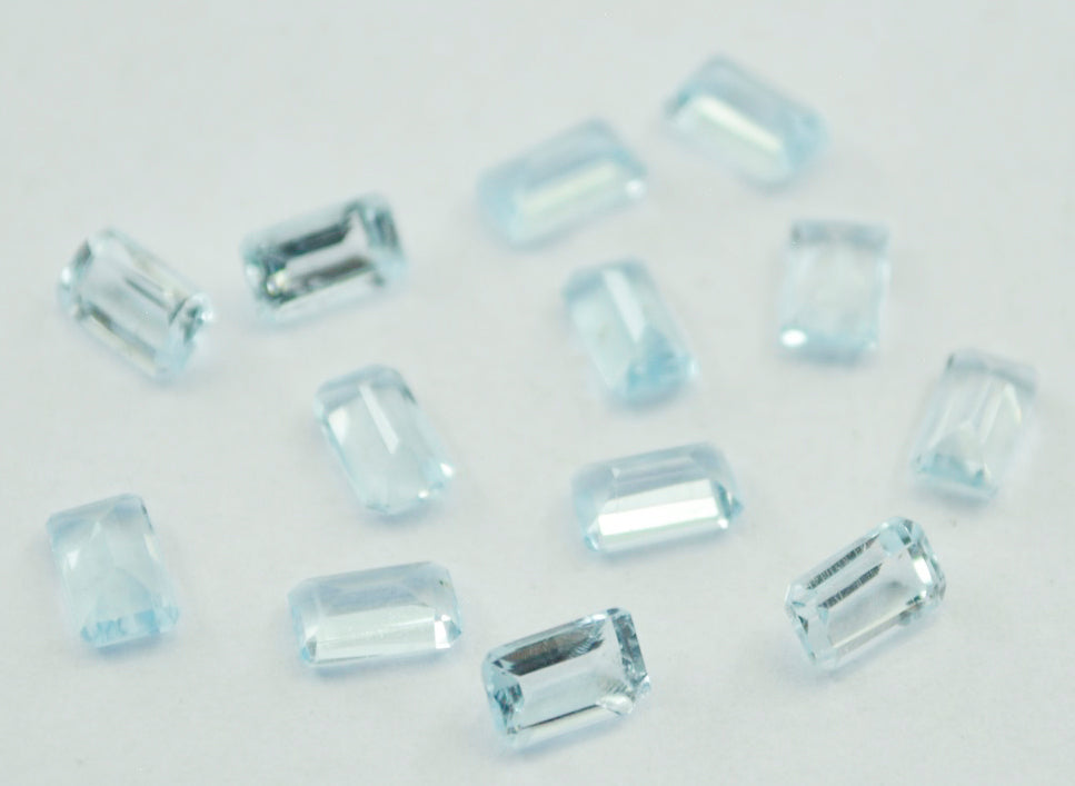 Sky Blue Topaz 1PC Large 10x14 MM Emerald Faceted Blue Superior Semi Precious Gems