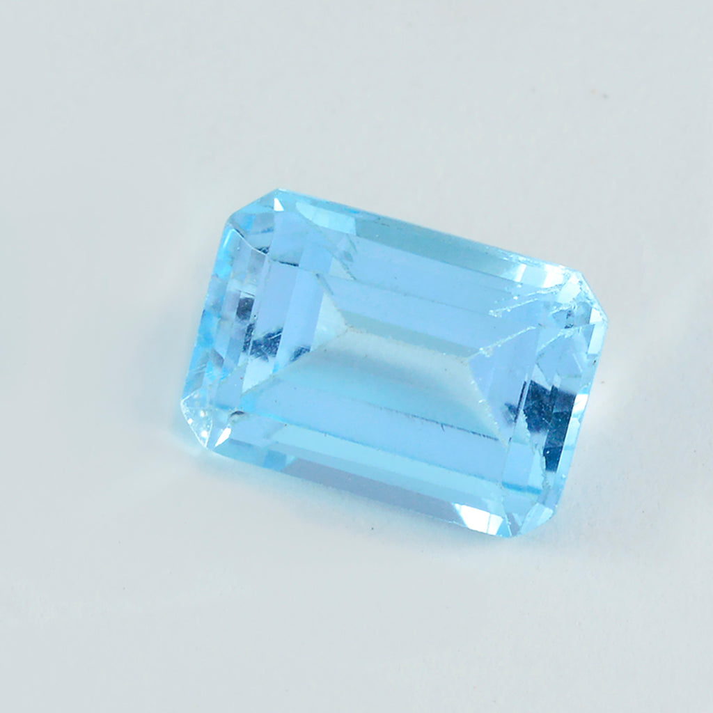 Sky Blue Topaz 1PC Large 10x12 MM Emerald Faceted Blue Genuine Semi Precious Loose Gemstones