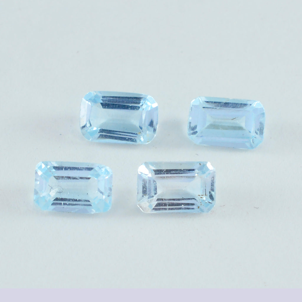 Sky Blue Topaz 1PC Small 6x8 MM Emerald Faceted Blue Splendid Semi Precious Gems