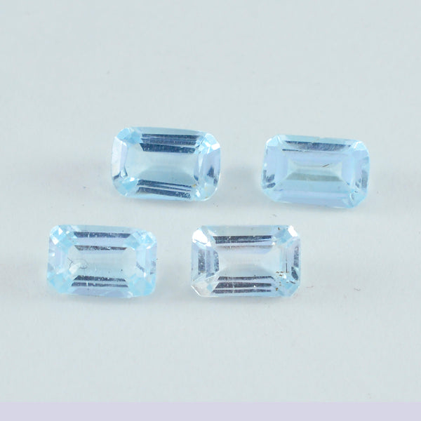 Sky Blue Topaz 1PC Small 6x8 MM Emerald Faceted Blue Splendid Semi Precious Gems