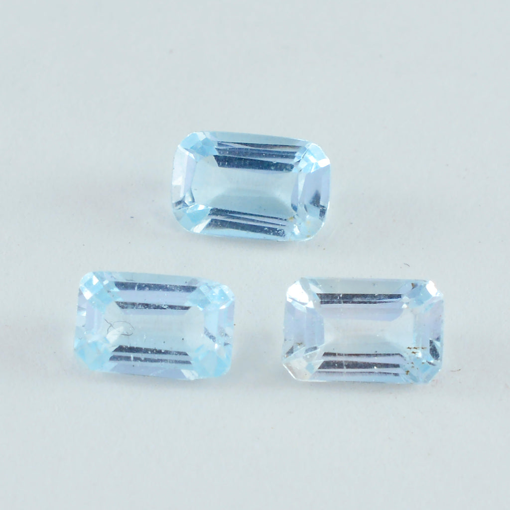 Sky Blue Topaz 1PC Tiny 5x7 MM Emerald Faceted Blue Polished Semi Precious Loose Gemstones