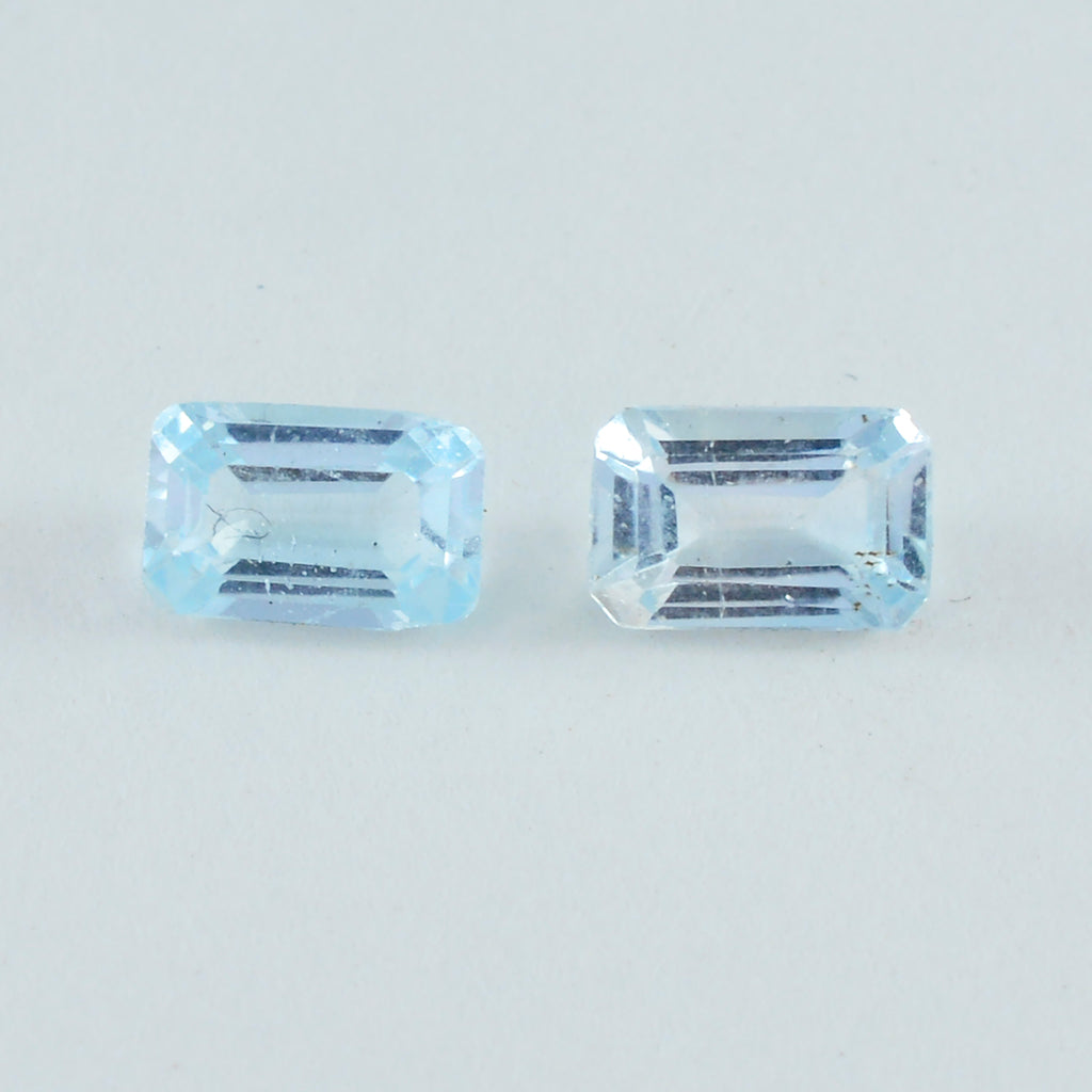Sky Blue Topaz 1PC Small 6x9 MM Emerald Faceted Blue Luster Semi Precious Loose Gems