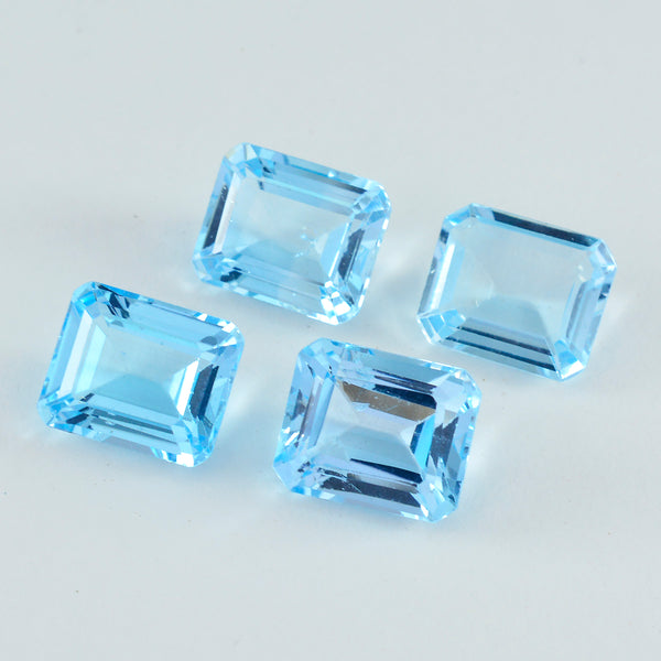 Sky Blue Topaz 1PC Large 8x12 MM Emerald Faceted Blue Natural Semi Precious Loose Gemstone
