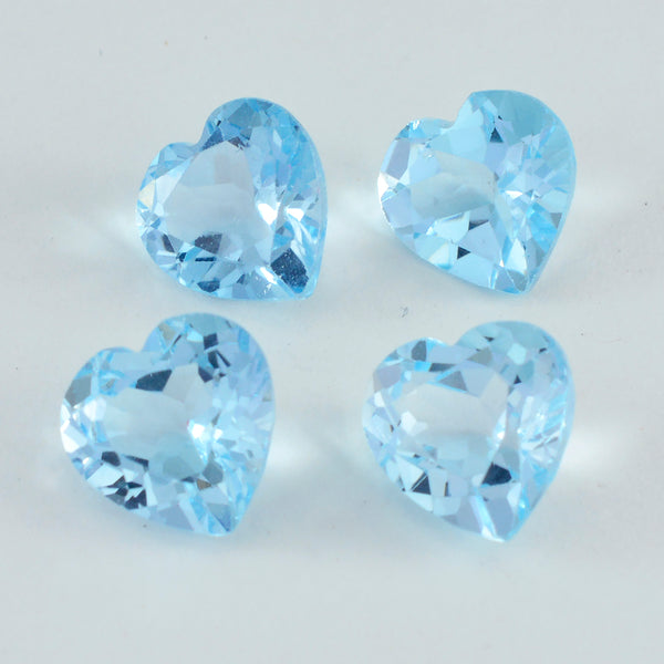 Sky Blue Topaz 1PC Large 10x10 MM Heart Faceted Blue Shine Semi Precious Loose Gems